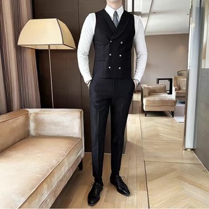 <span class=keywords><strong>Gilet</strong></span> de <span class=keywords><strong>costume</strong></span> slim pour <span class=keywords><strong>homme</strong></span>, nouveau style, col rabattu, <span class=keywords><strong>double</strong></span> <span class=keywords><strong>boutonnage</strong></span>, couleur unie - Product Image 2