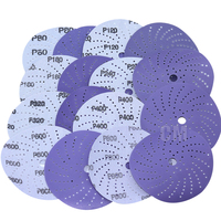 Disque de ponçage en céramique violette OEM de 6 pouces à trous multiples, 9 pouces, avec support en film, système auto-agrippant Hookit, papier abrasif 3M737U