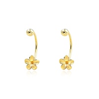 Neueste S925 Silber Vergoldete C-förmige Blumen-Design Schraubbare Ohrstecker