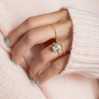 Bague de fiançailles solitaire en or massif 10K/14K/18K avec diamant de laboratoire CVD/HPHT VVS certifié IGI, taille émeraude pavée 0,5-3 carats