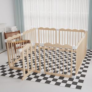 Corralito de Madera para Bebés, Plegable, de Madera Sólida, Barrera de Seguridad, Área de Juego Interior para Niños Pequeños - Product Image 4
