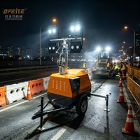 Unité d'éclairage LED diesel silencieuse avec mât télescopique ATS 4-9m pour éclairage extérieur de chantier à distance