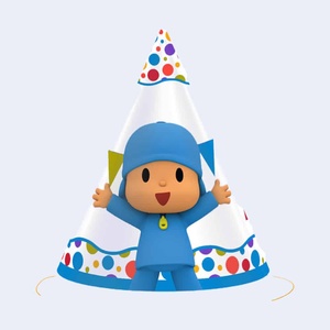 Gorros de Fiesta Pocoyo, 6 Piezas, 2 por Bolsa, Diseño de Puntos Coloridos, Decoraciones para Fiestas Infantiles, Plástico Desechable - Product Image 1
