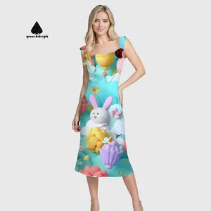 Green Dimple Original 2024 Cute Lady 3D Floral Embroidery Casual Fashion Dress New Trendy Long Summer Lawn Dress