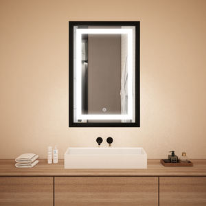 <b>Framed</b> LED <b>Mirror</b> <b>Black</b> Aluminum Frame Smart Touch Screen Led Bathroom <b>Mirror</b> - Product Image 1