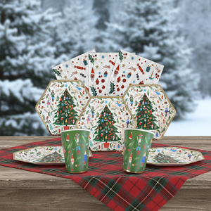 <span class=keywords><strong>Kit</strong></span> de <span class=keywords><strong>vaisselle</strong></span> <span class=keywords><strong>jetable</strong></span> pour fête de Noël en papier pour 8 invités, assiettes, gobelets, serviettes, par Party Maker 616243 - Product Image 3