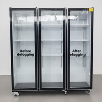 Kulkas Minuman Hitam dengan Pintu Kaca, Dapat Dikunci, Pintu Tutup Otomatis, Bahan Stainless Steel untuk Bar Pub