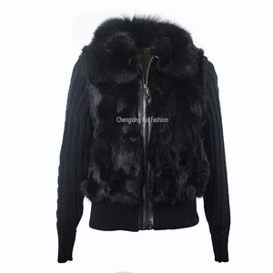 Abrigo de invierno de lujo para mujer, cárdigan de punto Reversible de lana transpirable, <span class=keywords><strong>Cuello</strong></span> de piel de zorro, prendas de vestir cálidas informales para Otoño Invierno - Product Image 5