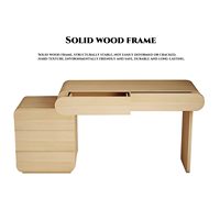 Coiffeuse de luxe moderne en bois blanc avec grand miroir LED rétroéclairé et tabouret sur pied, idéale pour appartement, chambre et salon