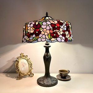 Lámpara de Techo Tiffany de 16 Pulgadas, Estilo Europeo, Vidrio con Diseño, LED, Hecha a Mano, con Cuentas de Flores, para Sala de Estar, Simple y Flexible, Longhuijing - Product Image 2