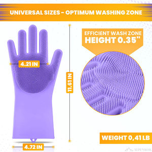 Gants de lavage de vaisselle en silicone magique, résistants à la chaleur, en latex, gants de cuisine multifonctionnels pour le lavage de la vaisselle - Product Image 2