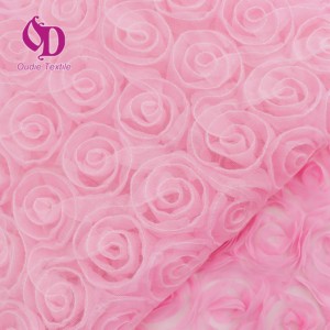 100% elegante <span class=keywords><strong>Tulle</strong></span> in poliestere 3D nastro rose tessuto <span class=keywords><strong>ricamato</strong></span> per le donne ragazze borse per la festa di nozze tessuti per la casa - Product Image 5