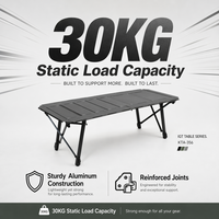 Table pliante légère en aluminium IGT, table portable d'extérieur pour le camping, le pique-nique, le barbecue, la pêche et les voyages en camping-car