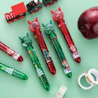 Stylo gel en plastique YJ Noël 10 couleurs, motif de cerf à paillettes de dessin animé, père Noël, coloré, rétractable, 0,7 mm, cadeau pour étudiants de bureau et d'école