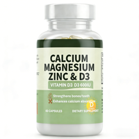 Calcium Magnésium Zinc Vitamine D3 600UI Santé osseuse adulte Absorption du calcium 60 capsules/flacon |   Vente en gros directe d'usine OEM