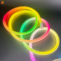 Bandes lumineuses LED intelligentes IP67 360 °   Bande lumineuse LED ronde à pixels adressables RGB intelligente 16 mm DC5V 12V 24V avec application APP Ws2811 Ws2812