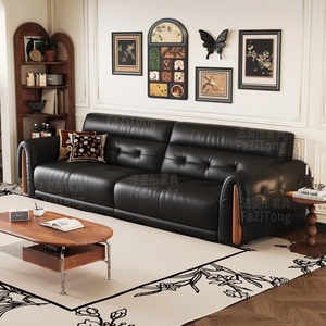 FZT Modern Chesterfield Electric Sectional <b>Sofa</b> Bed <b>Set</b> Square Upholstered Leather with Wood Legs Apartment Friendly - Product Image 2