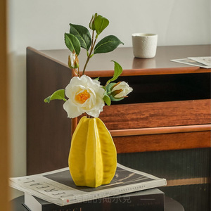 Jarrón de Cerámica Estilo Nórdico con Flor de Camelia, Decoración Moderna y Sencilla para el Hogar - Product Image 2