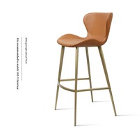 Tabouret de bar en cuir de luxe léger, chaise haute non réglable, design italien importé pour îlot de cuisine et bar, modèle 7268