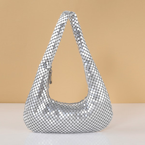 Borsa da Sera di Lusso con Paillettes a Rete per <span class=keywords><strong>Donne</strong></span>, Borsa Brillante Argento e Oro, Stile Y2K, Borsa a Tracolla per Feste e Matrimoni - Product Image 3