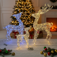 Ensemble de 3 rennes pliables en fer avec lumières LED, étanches IP44, écologiques, décoration de Noël extérieure pour la maison