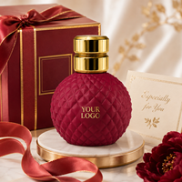 Parfum floral boisé arabe unisexe, flacon en verre rouge arrondi, longue tenue, parfum intense original, logo personnalisé, spray privé