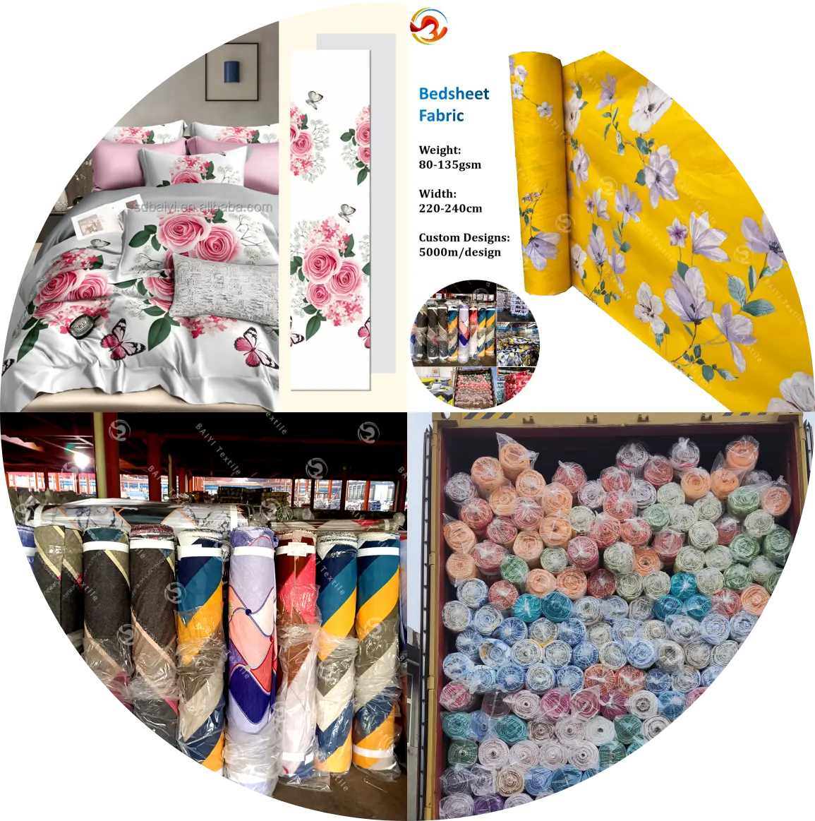 100% polyester microfiber woven brushed pigment disperse printed bed sheet peach skin curtain telas fabric textiles in roll