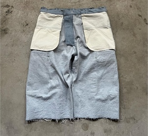 กางเกงขาสั้นผ้าลูกฟูกของผู้ชายแห้งเร็วกันน้ำยาวใต้เข่าเอวขากว้างกระเป๋าสัมภาระอเนกประสงค์สไตล์ลำลองสีพื้น - Product Image 2