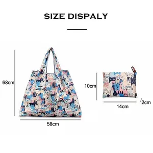 Bolsa de Compras Plegable de Nailon y Poliéster Reutilizable Ecológica con Logotipo Personalizado, Expandible, con Diseño de Dibujos Animados - Product Image 2