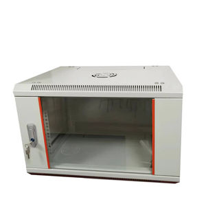 Gabinete de Red para Cables IT Montable de 19 Pulgadas 6U 9U, Gabinete AV RAL7035 Gris con Franjas Decorativas Naranjas y Cerraduras - Product Image 1