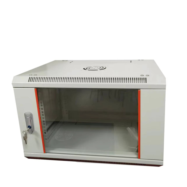 19" 6U 9U Mountable IT Network Cabling Cabinet AV Cabinet RAL7035 Grey with Decorative Orange Strips and Locks
