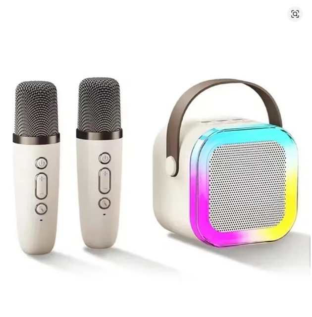 Blue Tooth K12 Karaoke Machine Portable 5.3 PA Speaker System 1-2 Wireless Condenser Microphones Plastic Home Family Singing