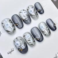 Lot de faux ongles de luxe en PMMA acrylique, courts, à presser, nouveau design, vente chaude, faits à la main