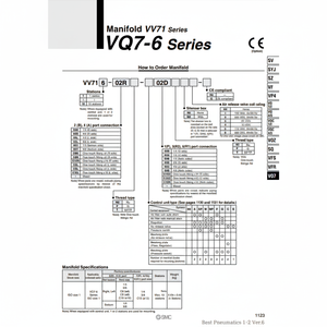 Colector de neumáticos SMC Pneumatics, piezas neumáticas de VV714-03R-03DSB - Product Image 1