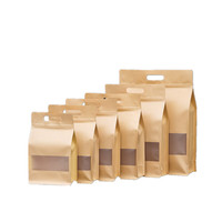 Sachet en papier kraft personnalisé pour café, avec fenêtre, fermeture éclair, logo, refermable, format mini, pour emballage alimentaire