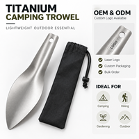 Vente en gros de pelle de jardin en titane pur de 155 mm, pelle à feuilles portable, pelle multifonctionnelle pour le camping et les activités de plein air