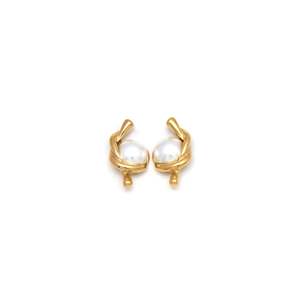 Fashion Stud <b>Earrings</b> 316L Stainless Steel PVD Gold Plating Sustainable Resistant Pearl Inlay - Product Image 1