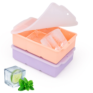 Bac à glaçons géant en silicone à 6 cavités avec couvercle, empilable, vente en gros directe usine - Product Image 4