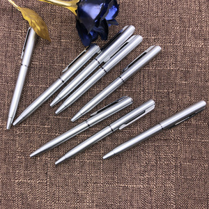 Length <strong>10cm</strong> Short Rotating Plastic Ballpoint <strong>Pens</strong> Custom Logo Simple Silver Color Plastic Advertising Signature <strong>Pens</strong> - Product Image 3