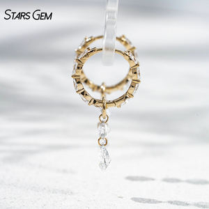 Pendientes Unisex de Oro de 18K con Baño de Rodio Estilo Vintage, Corte Pera y Marquesa, Diamantes Cultivados en Laboratorio, Diseño Flotante en Capas, Venta al por Mayor Starsgem - Product Image 2