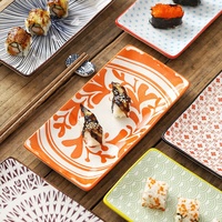 Plat de service rectangulaire en céramique sous-glaçurée de 10 pouces, style Japandi, pour sushis, snacks ou fruits, idéal pour la maison ou les restaurants