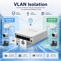 Extensor POE Gigabit con Logotipo Personalizado, 1 Entrada y 4 Salidas, Repetidor POE para Exteriores, para Proyectos de Redes Exteriores Pequeñas y Medianas