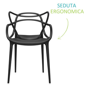 Sedie Maestro in Polipropilene con Schienale e Braccioli Intrecciati, 53x52x81 cm, Ergonomiche con Piedini in Gomma Antigraffio - Product Image 3