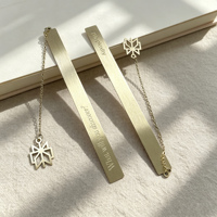 Marque-pages portables fins en laiton avec logo gravé personnalisé, pendentif géométrique creux, accessoire de lecture pour livres