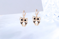 Pendientes de Aro Huggie de Cristal con Forma de Búho, Hipoalergénicos, con Circonita Cúbica, Chapados en Oro sobre Cobre, Joyería con Circonita Cúbica, Venta al por Mayor
