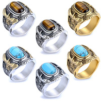 Anillos de Hombre de Acero Inoxidable 316L Personalizados al por Mayor, Chapados en Oro de 14k y 18k, con Cristales de Moda y Piedras Preciosas