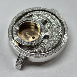 Chất lượng cao 43mm tùy chỉnh-thực hiện 316L thép không gỉ dát CZ Đá trường hợp đồng hồ khoáng thủy tinh tương thích Ronda 732 phong trào - Product Image 6
