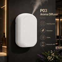 Diffuseur d'arômes mural sans fil contrôlé par application, sans eau, à air froid, à piles, pour huiles parfumées, pour la maison, l'hôtel, les toilettes