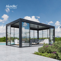 AlunoTec Pergola de Jardin en Aluminium Kits de Toiture Couverture de Terrasse Gloriette en Aluminium Toit à Lames Orientables Modèles d'Auvents