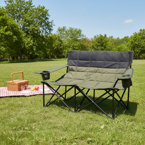 Sedie Pieghevoli Doppie Personalizzabili con Logo, Impermeabili, in Tessuto Oxford, Sedie da Spiaggia Portatili con Braccioli per Campeggio - Product Image 1